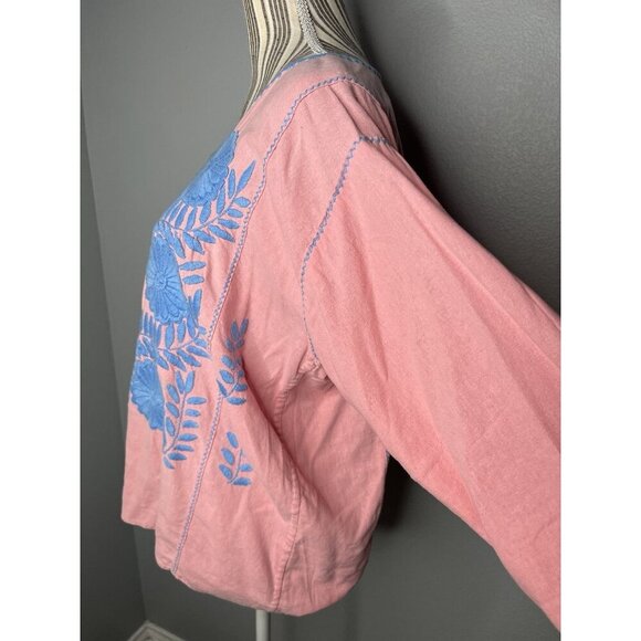 Vintage HAND EMBROIDERED Oaxaca Guatemalan Tunic Top MD Festival - Picture 3 of 4